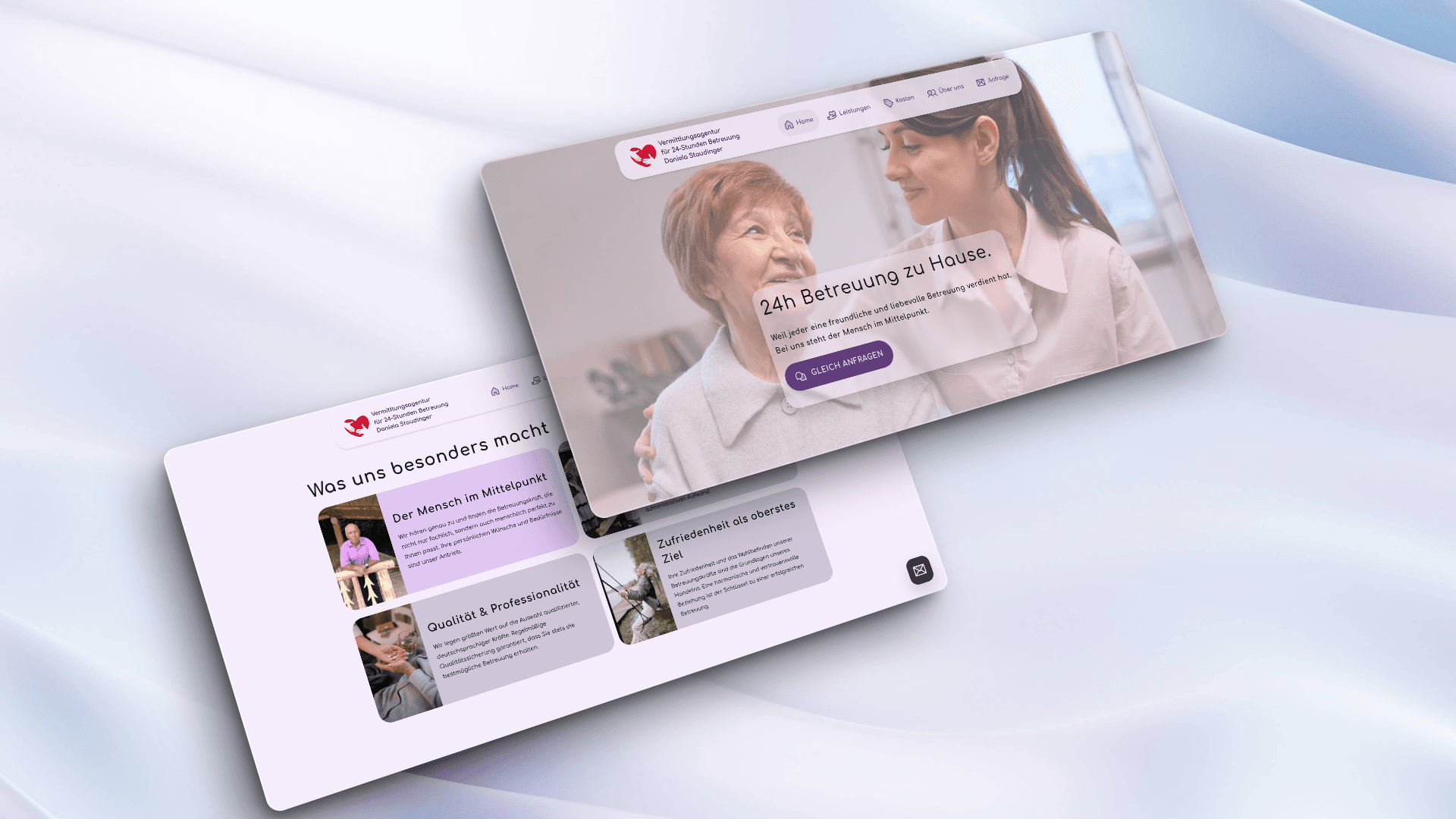 Neue Website des Kunden Vermittlungsagentur für 24-Stunden Betreuung - Daniela Staudinger