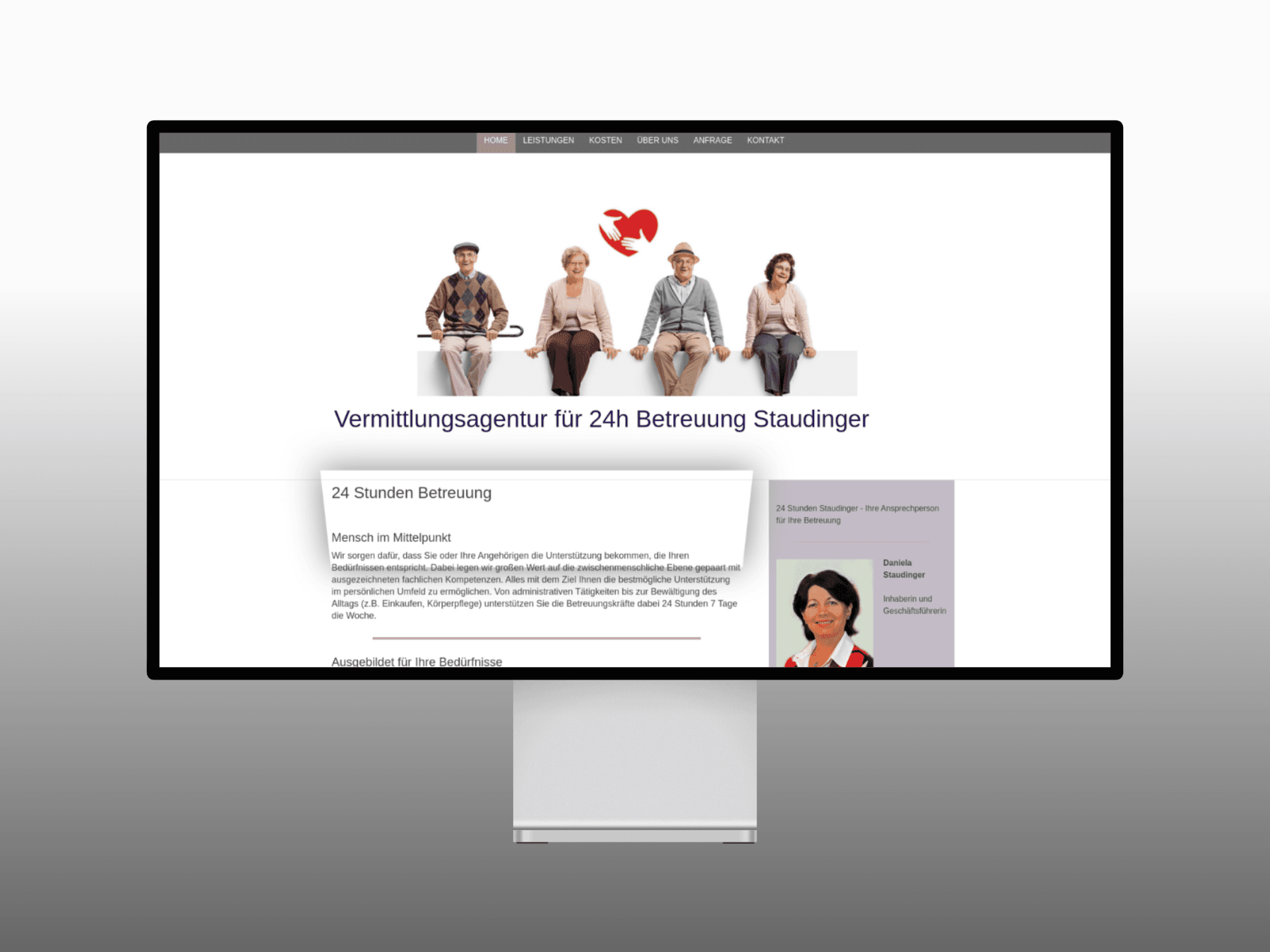 Alte Website des Kunden Vermittlungsagentur für 24-Stunden Betreuung - Daniela Staudinger