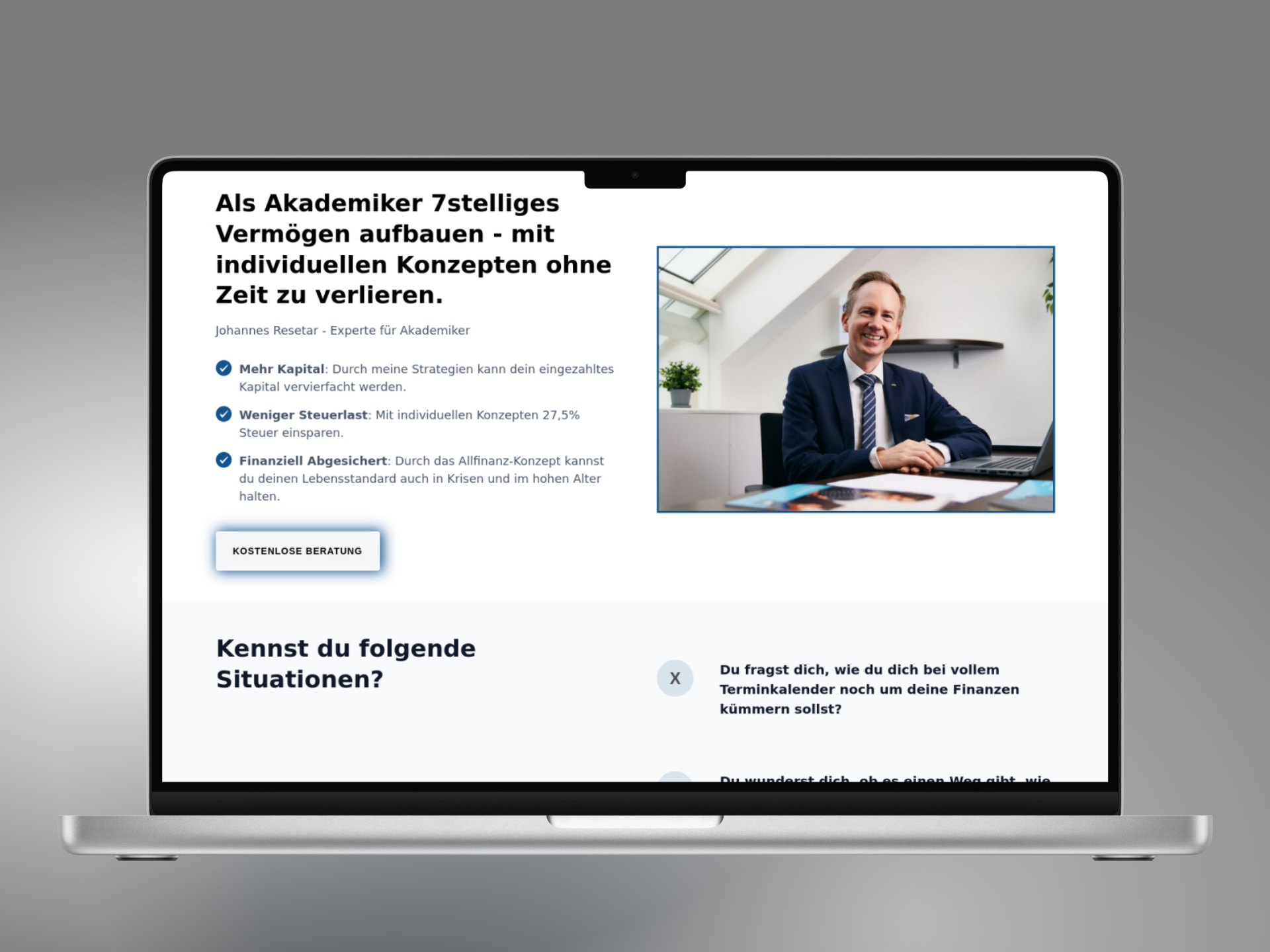 Alte Website des Kunden Mag. Johannes Resetar - Unternehmer & Finanzcoach